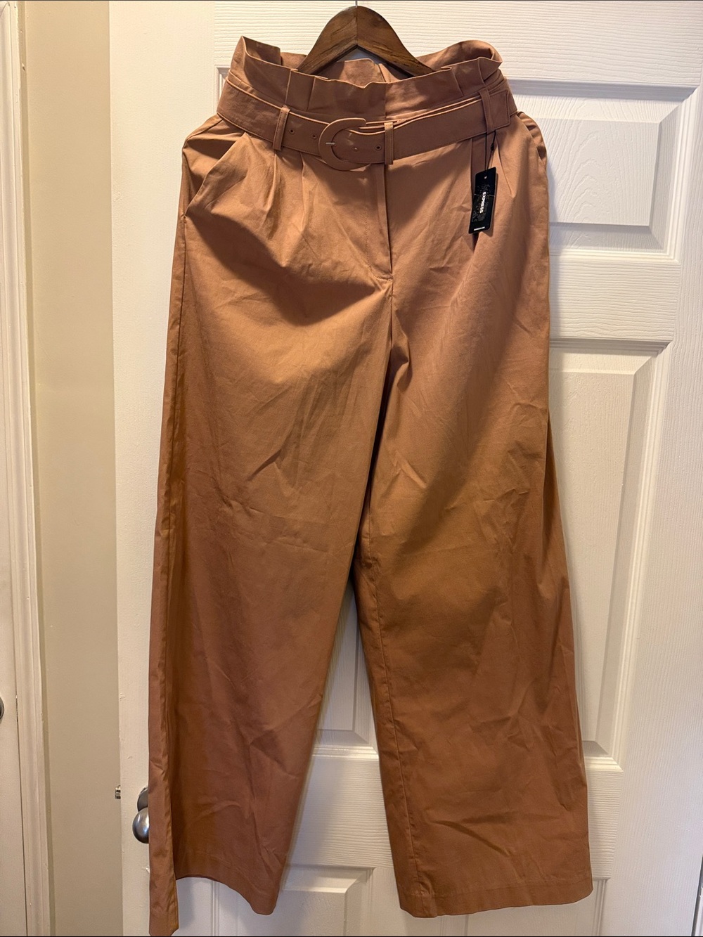 Express Belted High-Waist Wide Leg Pants - Camel size 6R NWT